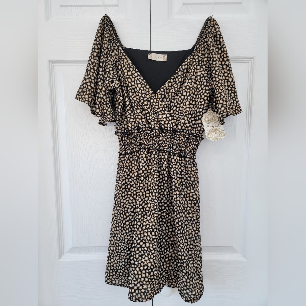 Altar'd State Black and Cream Midi Dress